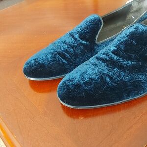 Bruno Magli Blue Velvet Slippers